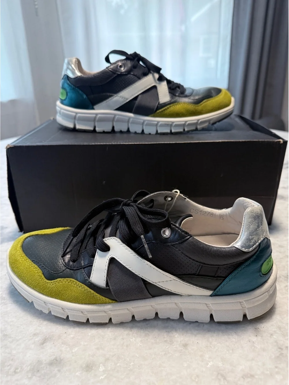DOLCE & GABBANA Men Light Leather Sneaker Shoes Gray Yellow 39 US 6 UK 5